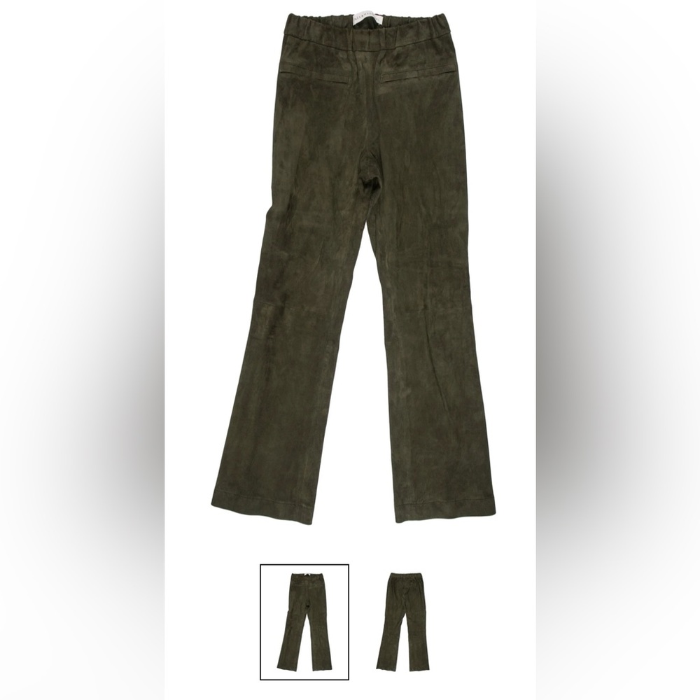 Inès & Maréchal Green Lamb Leather Straight Leg Pants